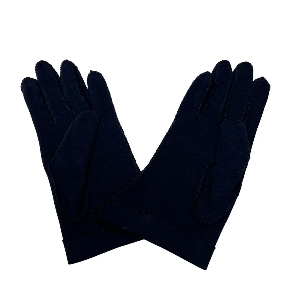 Womens Vintage Gloves Two Pair Navy Blue and White Nylon‎ Size 6 1/2